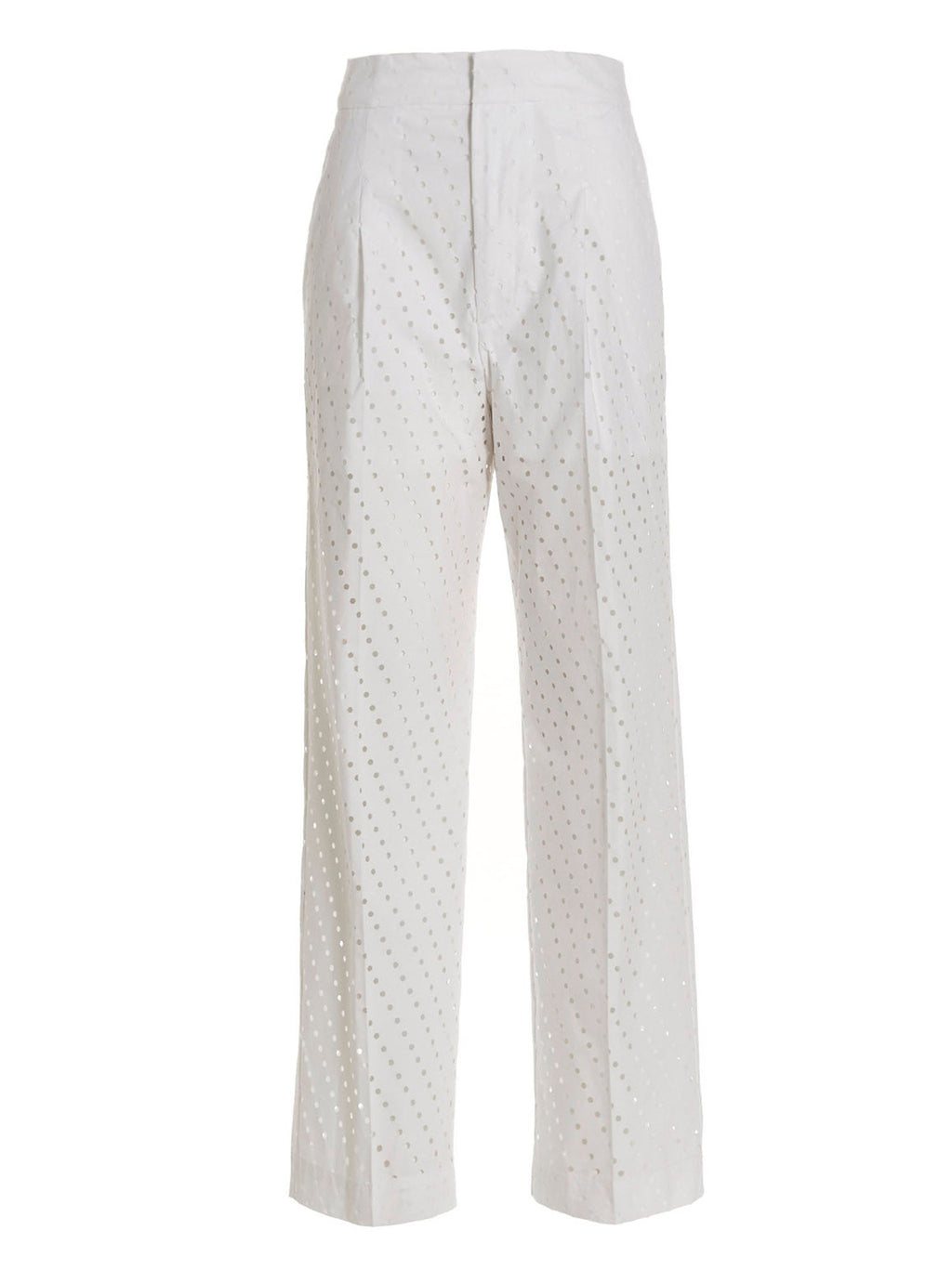 NUDE White Cotton Casual Pants