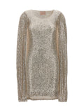 LE TWINS Silver Polyester Short Dress