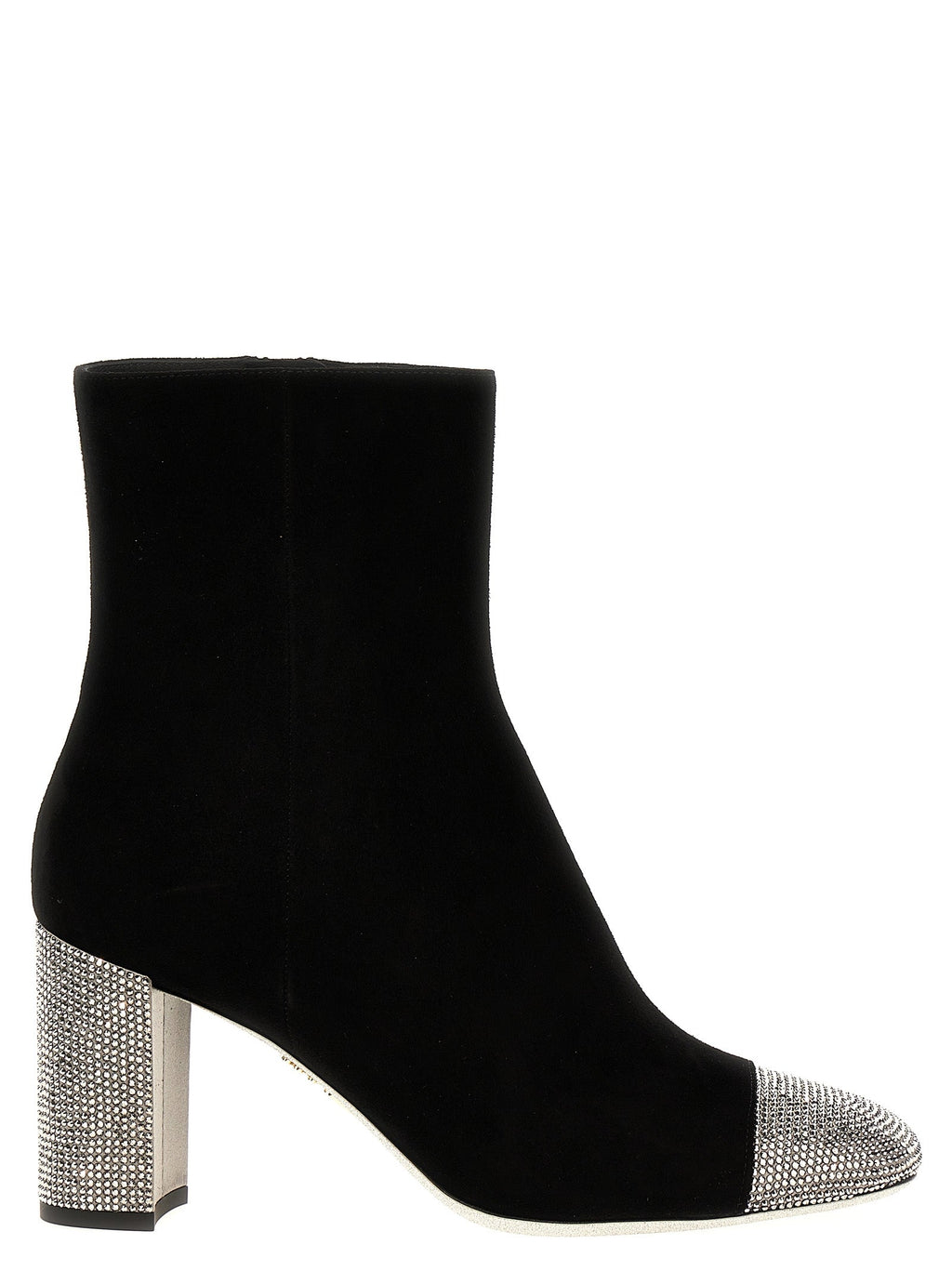RENE CAOVILLA Black Leather Ankle Boots