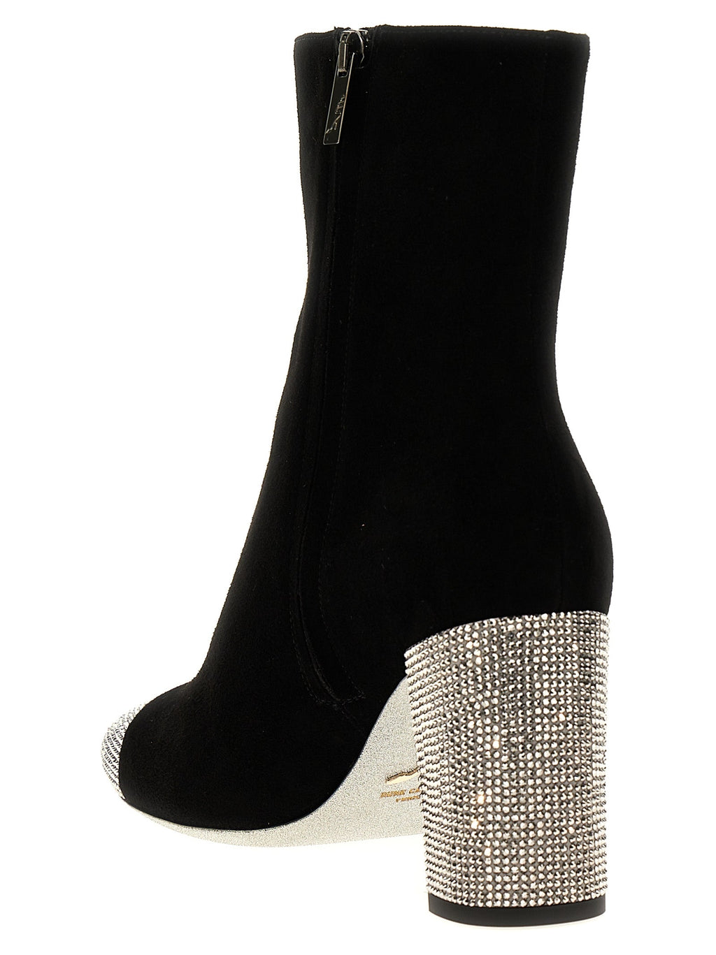 RENE CAOVILLA Black Leather Ankle Boots
