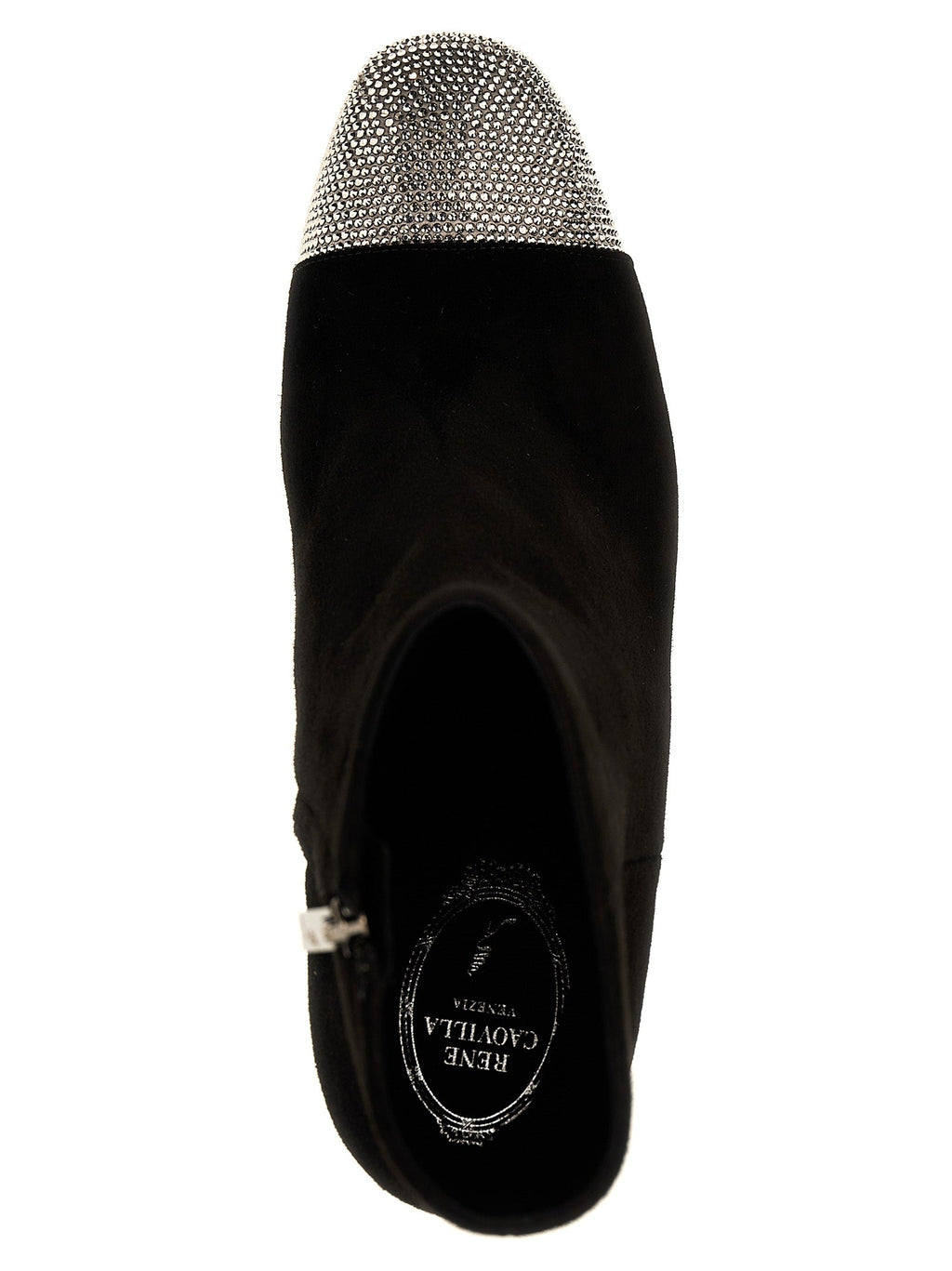 RENE CAOVILLA Black Leather Ankle Boots