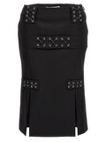 Alessandra Rich Black Wool Midi Skirt