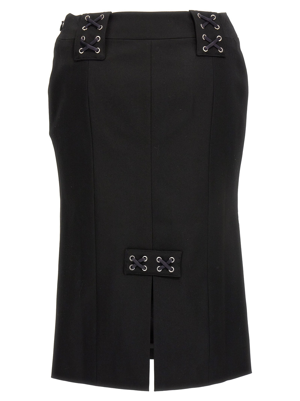 Alessandra Rich Black Wool Midi Skirt