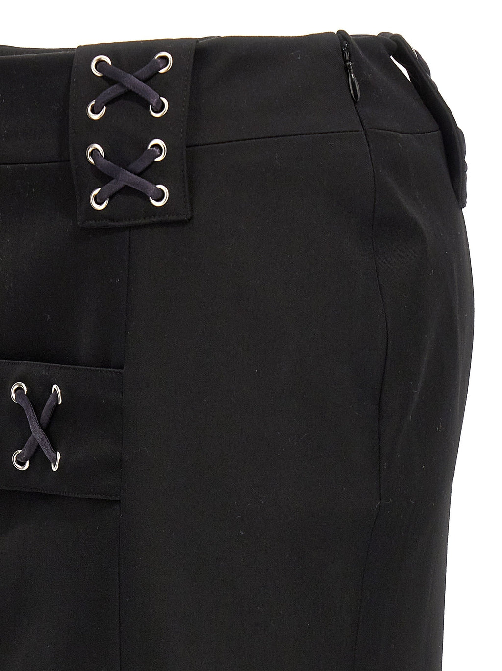 Alessandra Rich Black Wool Midi Skirt