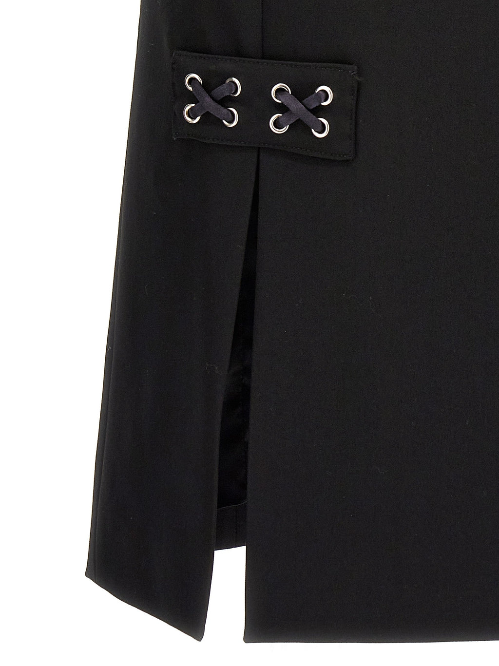 Alessandra Rich Black Wool Midi Skirt