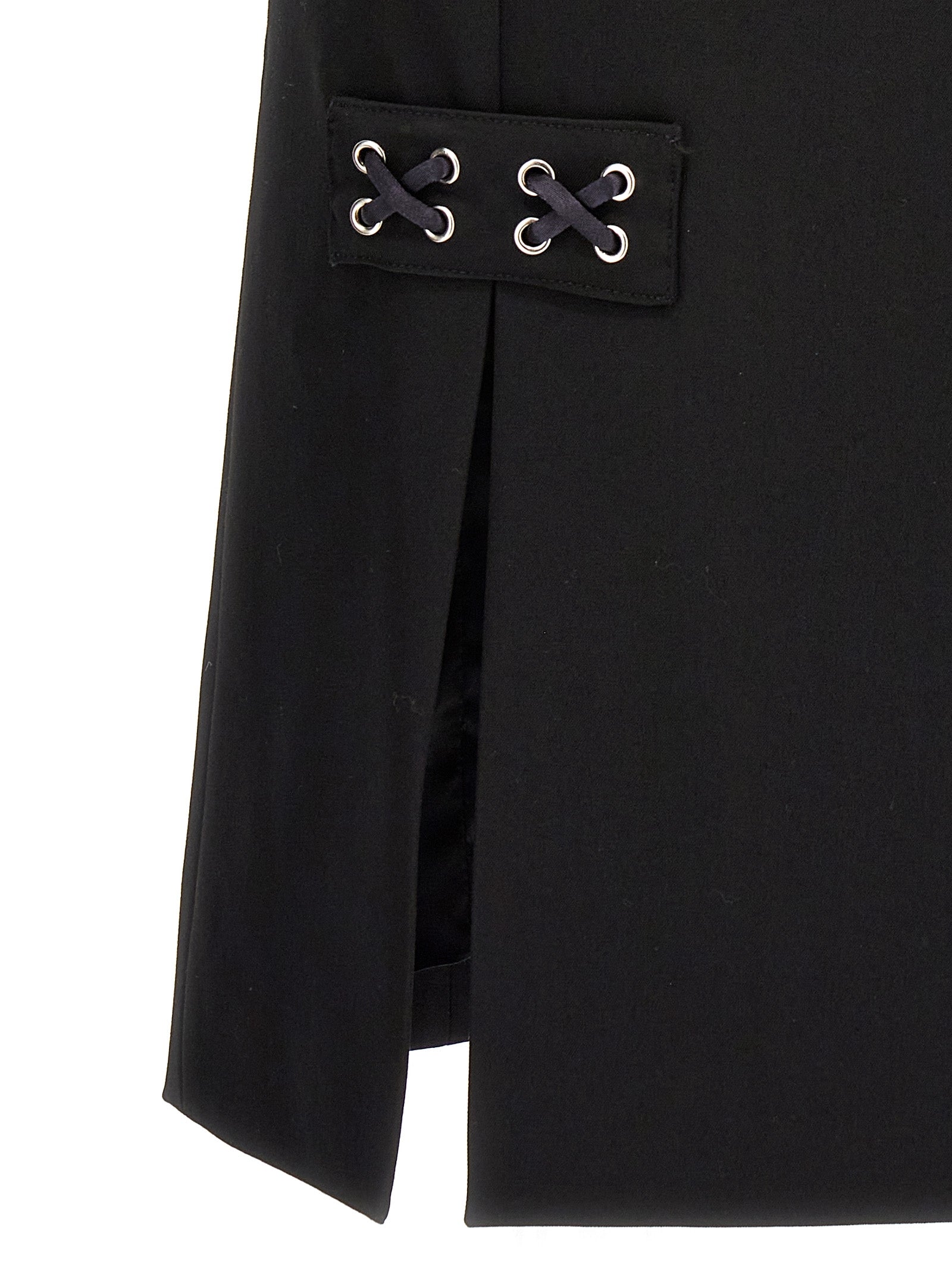 Alessandra Rich Black Wool Midi Skirt