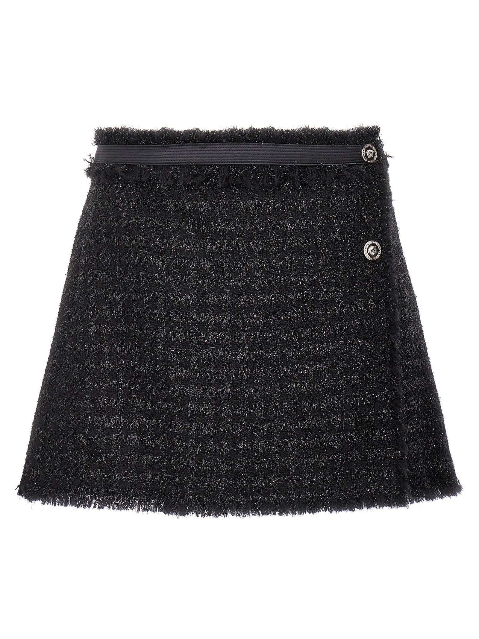 Versace Black Virgin Wool Long Skirt