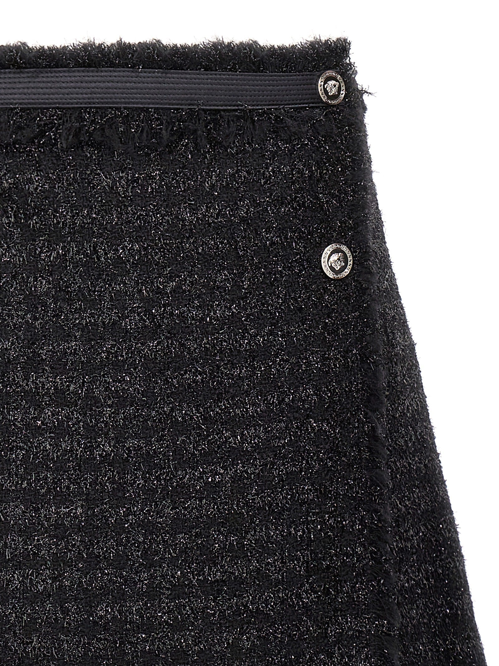 Versace Black Virgin Wool Long Skirt