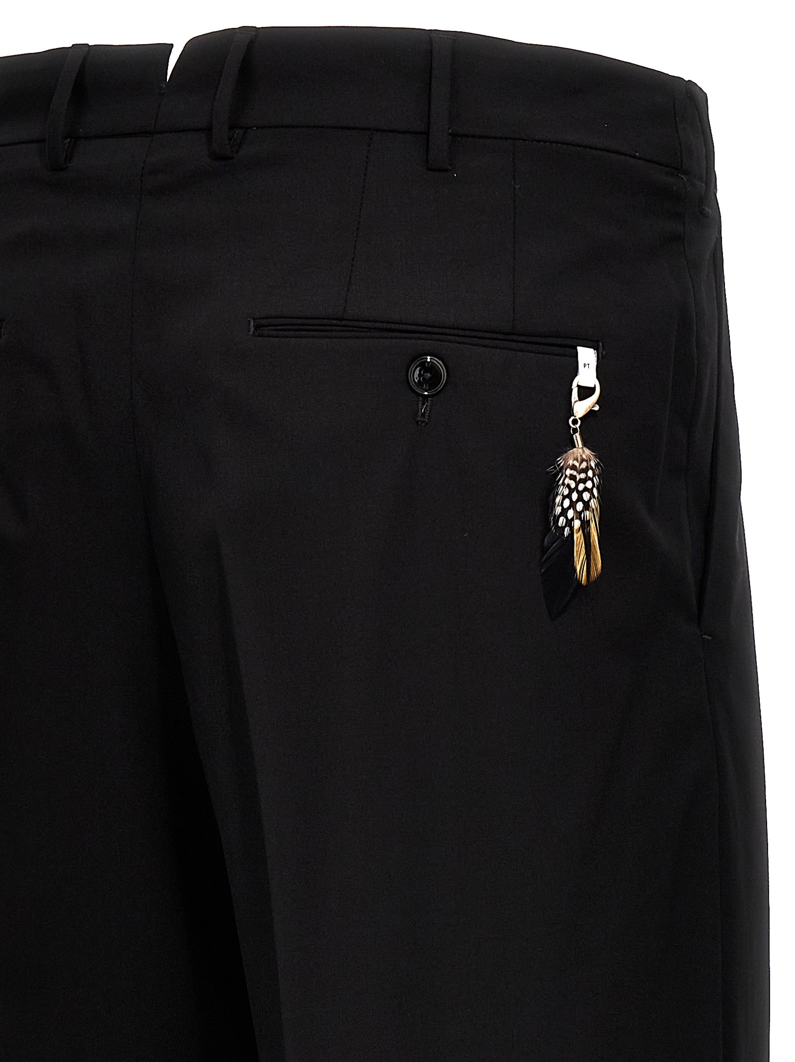 PT Torino Black Virgin Wool Dress Pants