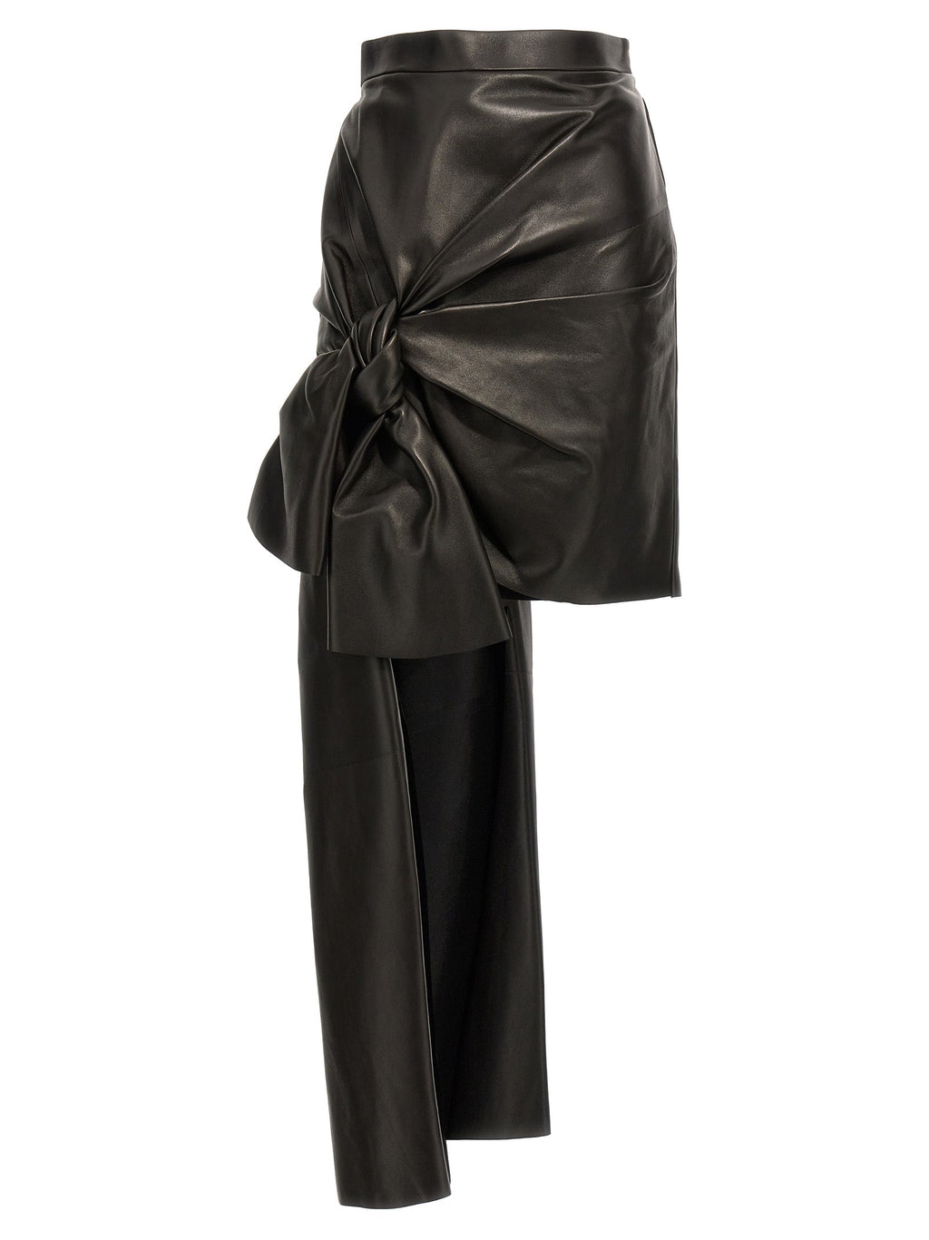 Alexander McQueen Black Lamb Leather Long Skirt
