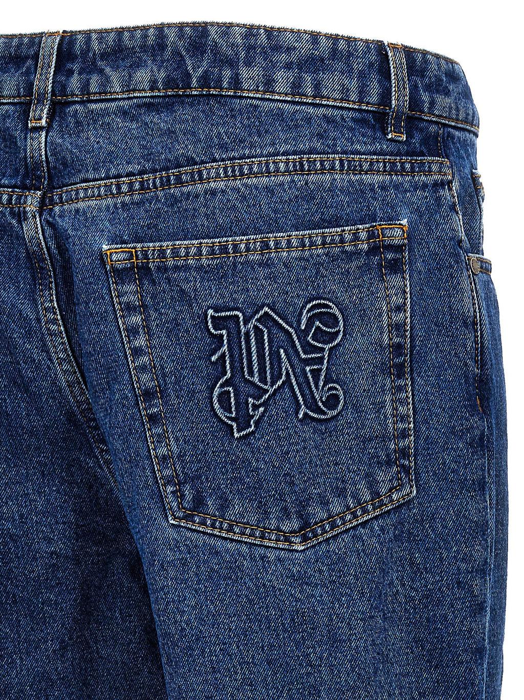 Palm Angels Blue Cotton Straight-Leg Jeans