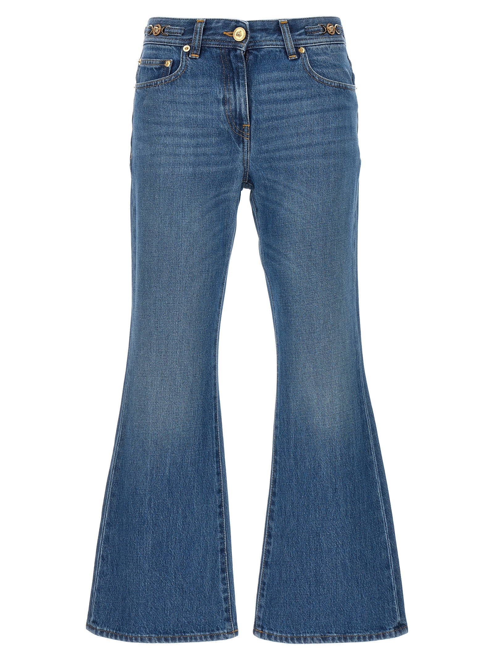 Versace Blue Cotton Flared Jeans