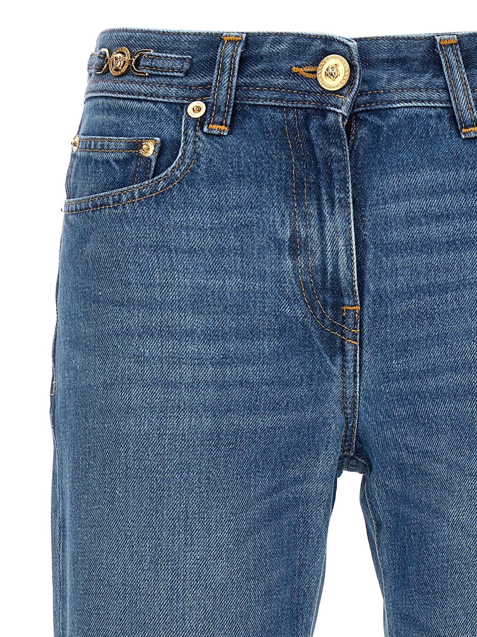 Versace Blue Cotton Flared Jeans