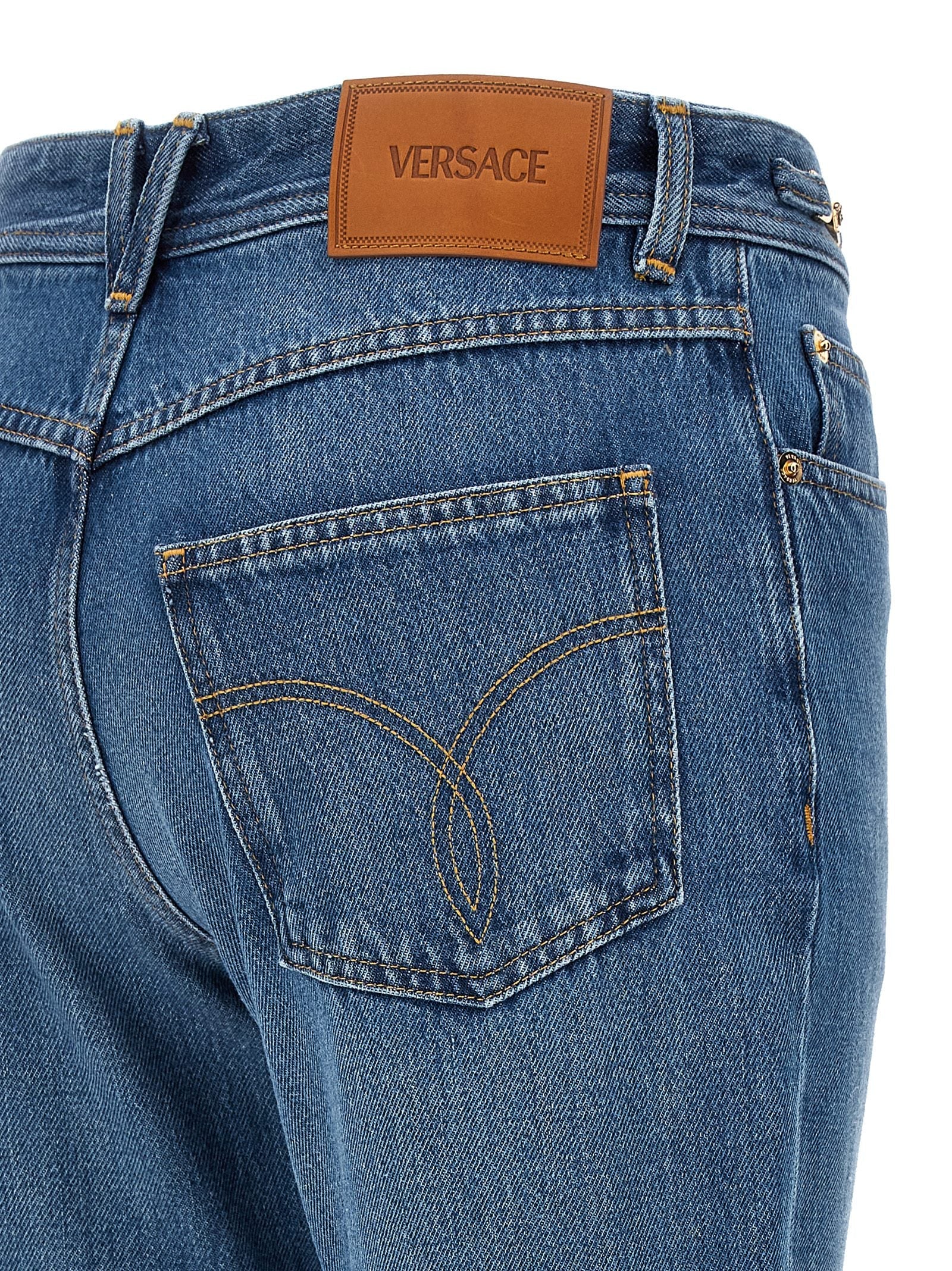 Versace Blue Cotton Flared Jeans