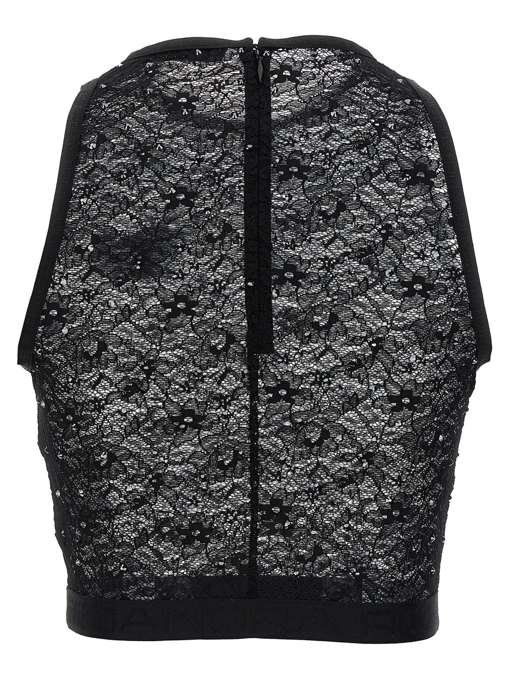 Alessandra Rich Black Polyamide Sleeveles T-Shirt