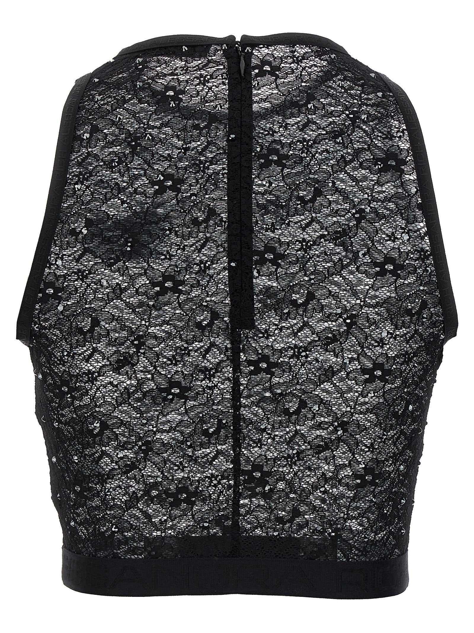 Alessandra Rich Black Polyamide Sleeveles T-Shirt