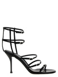 Alexander McQueen Black Lambskin Stiletto Heel Sandals