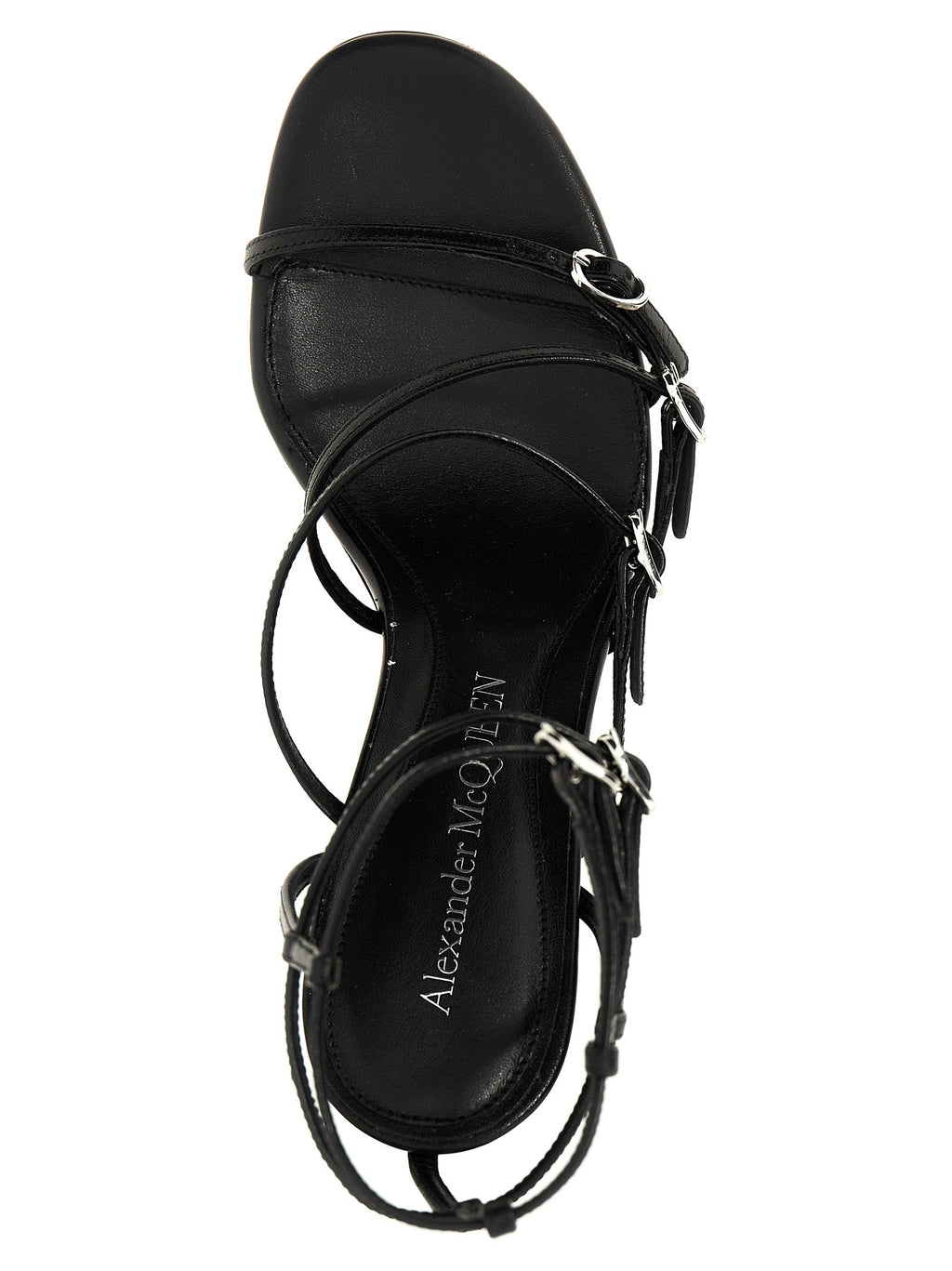 Alexander McQueen Black Lambskin Stiletto Heel Sandals