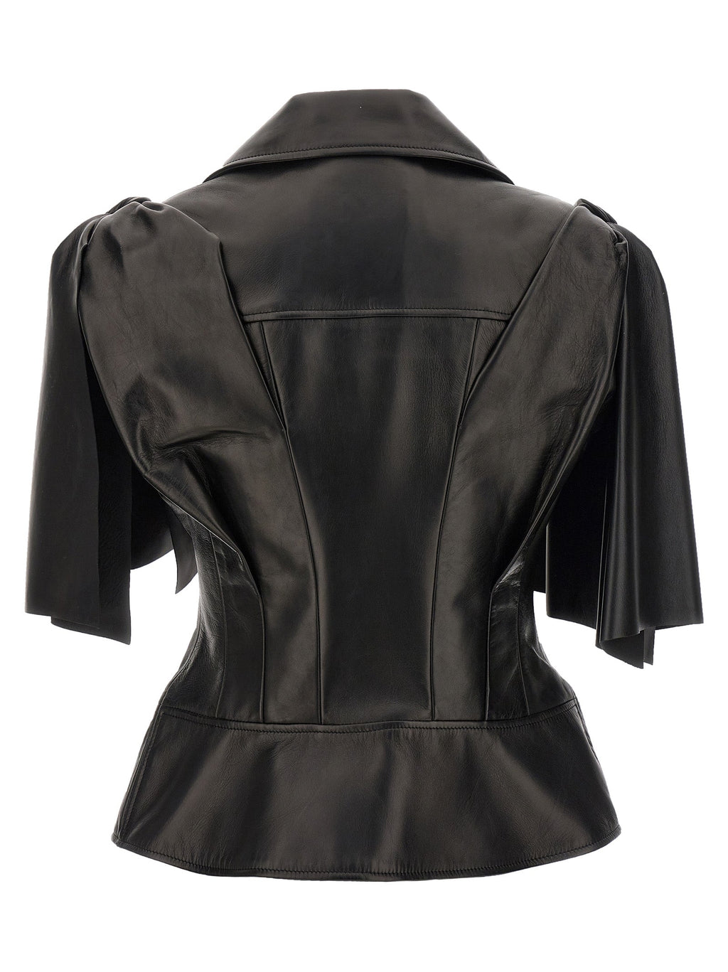 Alexander McQueen Black Lamb Leather Sleeveless Jacket