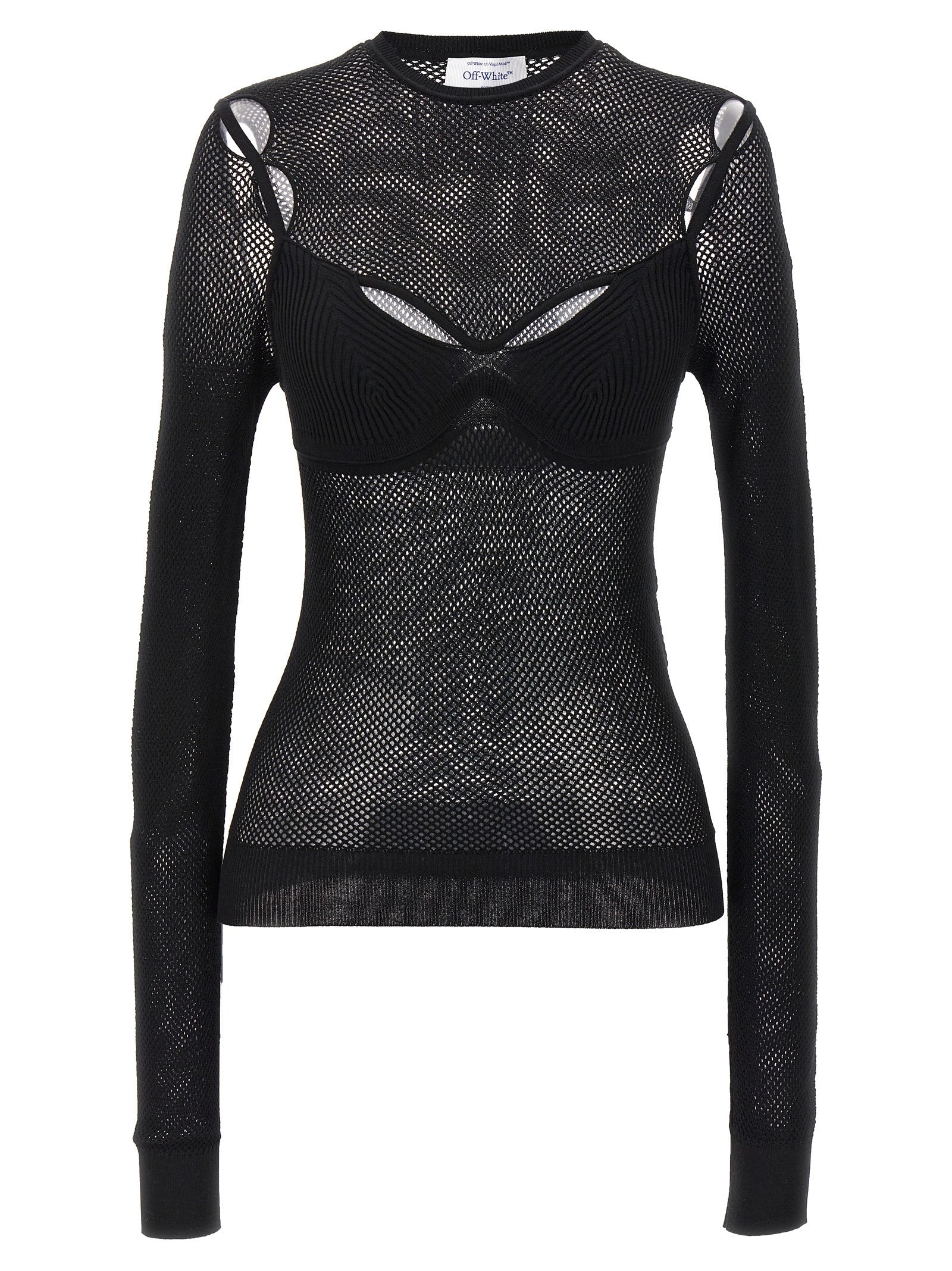Off-White Black Viscose Tank Tops