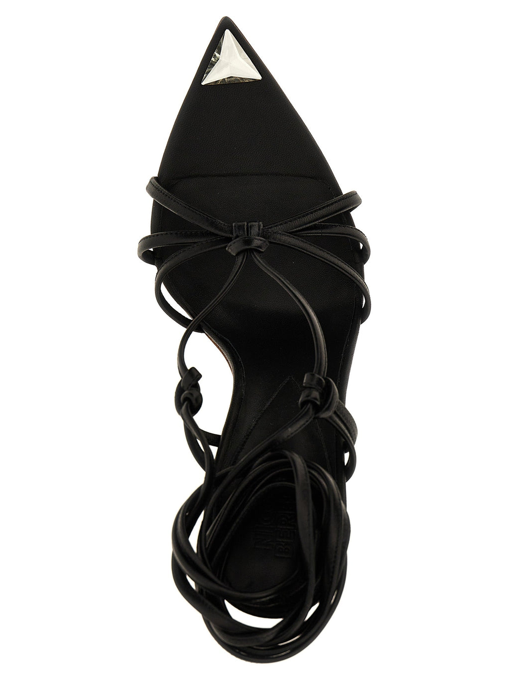 NICOLO' BERETTA Black Lamb Leather Stiletto Heel Sandals