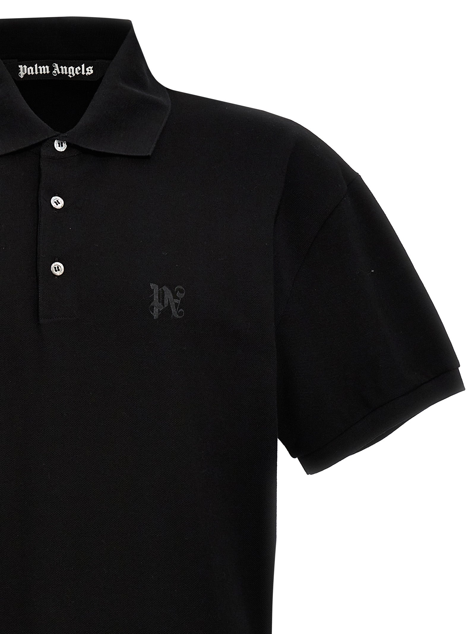 Palm Angels Black Polyester Polo Shirt