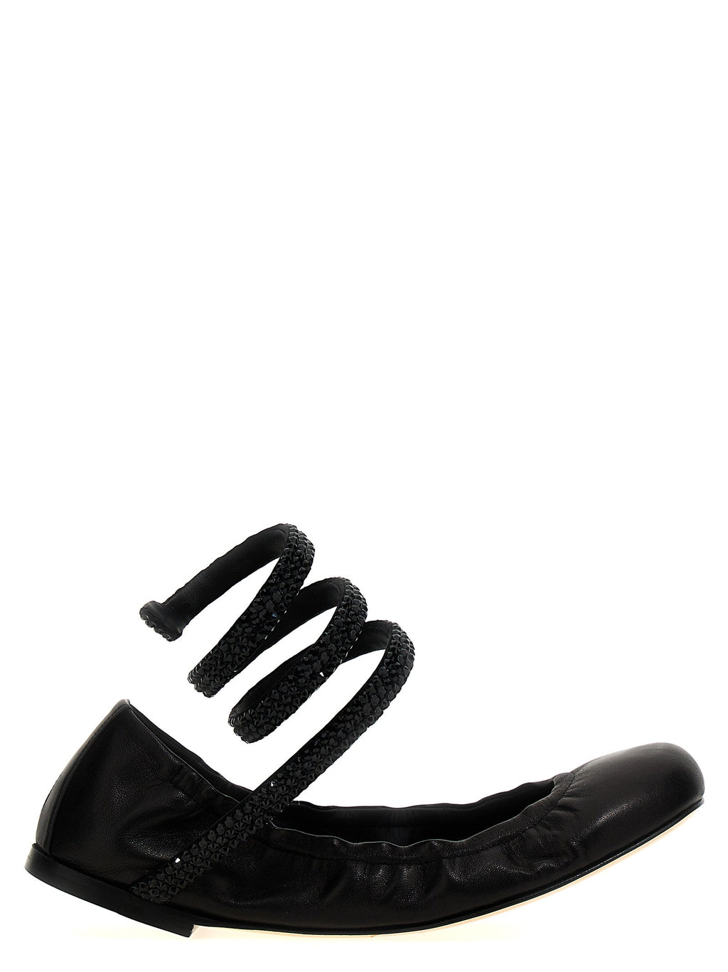 RENE CAOVILLA Black Lamb Leather Ballet Flats