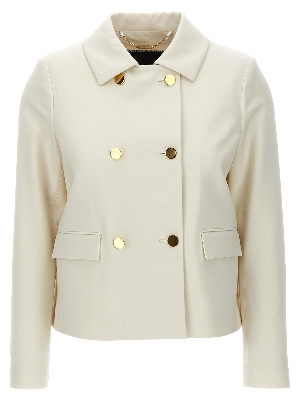 Kiton White Virgin Wool Full-Length Jacket