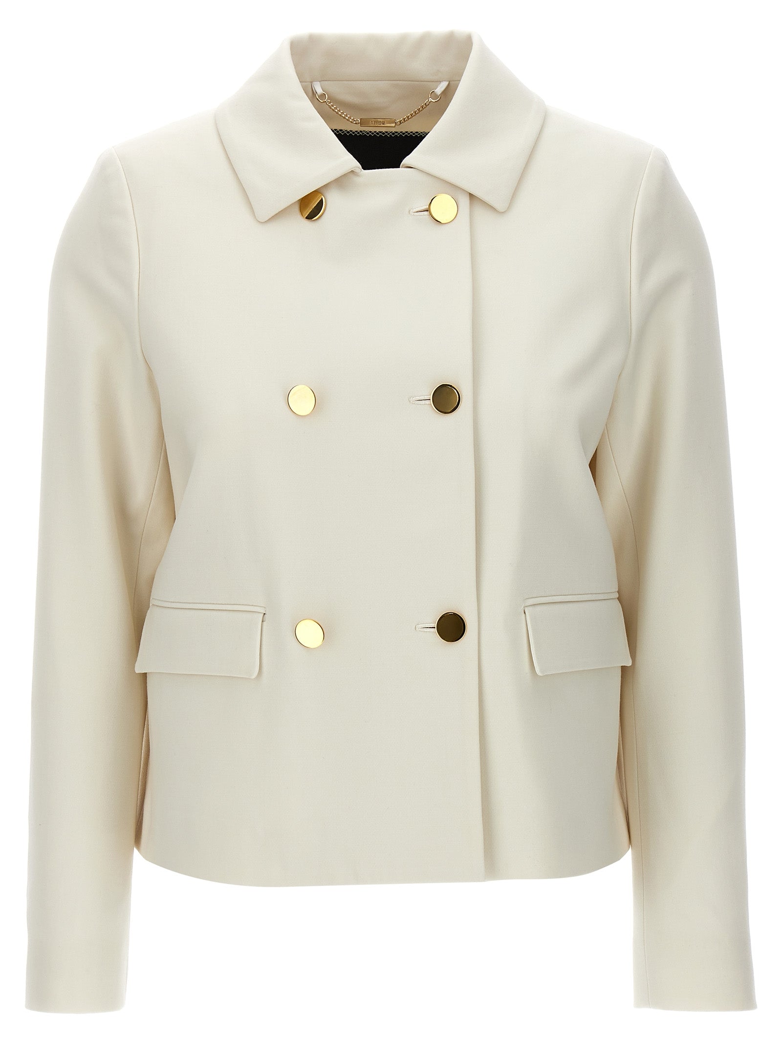 Kiton White Virgin Wool Full-Length Jacket