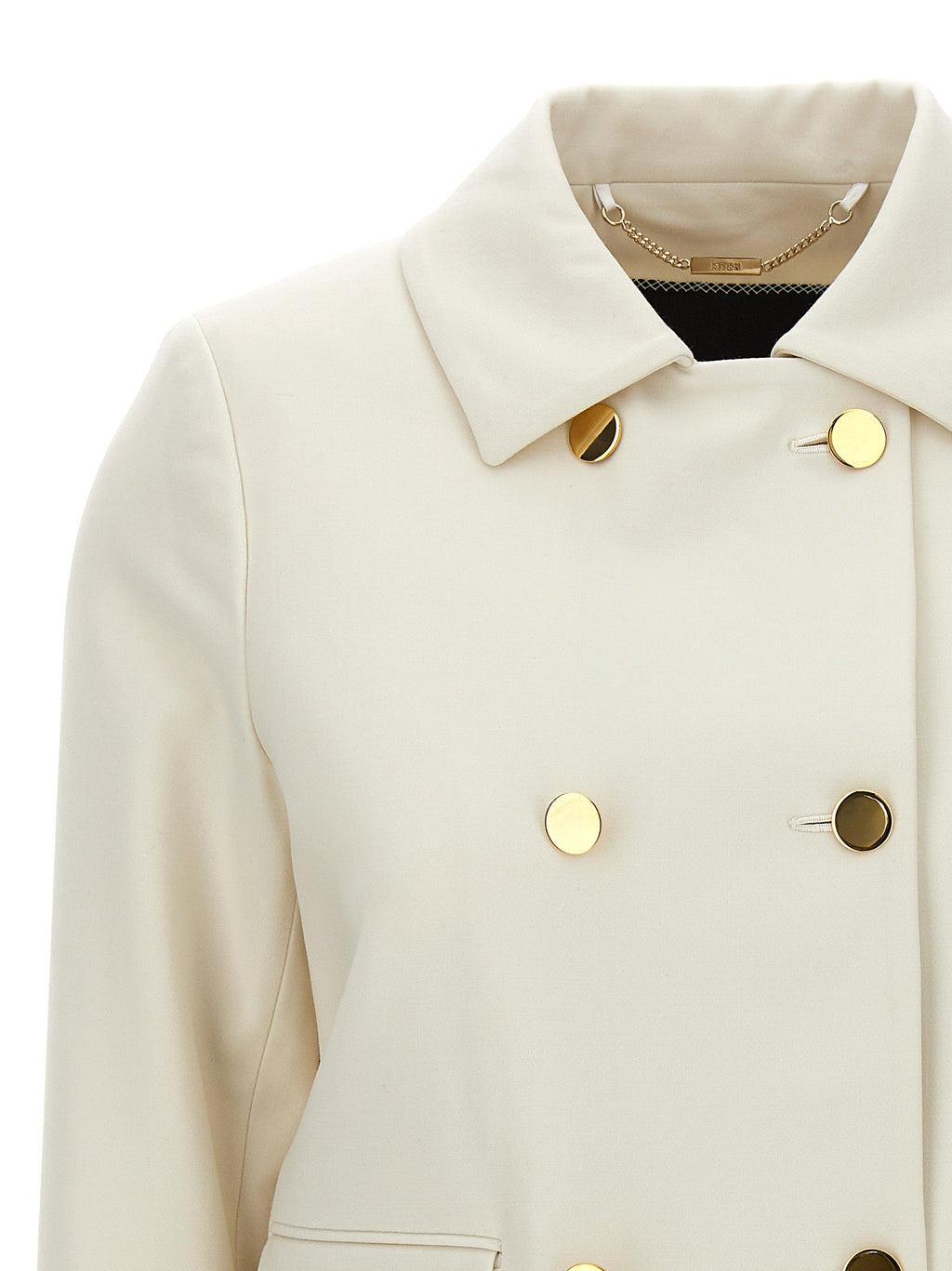 Kiton White Virgin Wool Full-Length Jacket