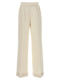 Kiton White Virgin Wool Casual Pants