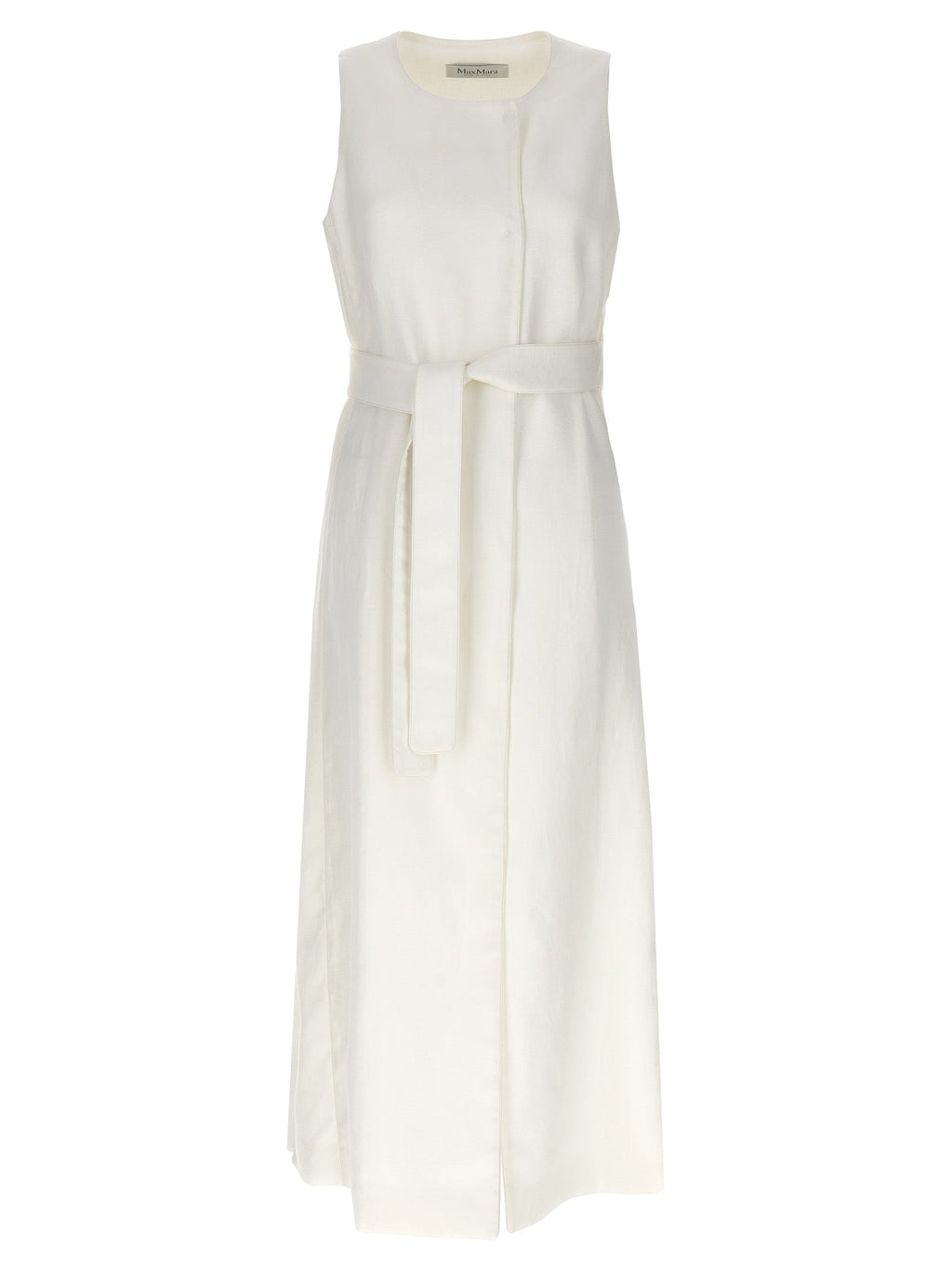 Max Mara White Flax Sleeveless Jacket