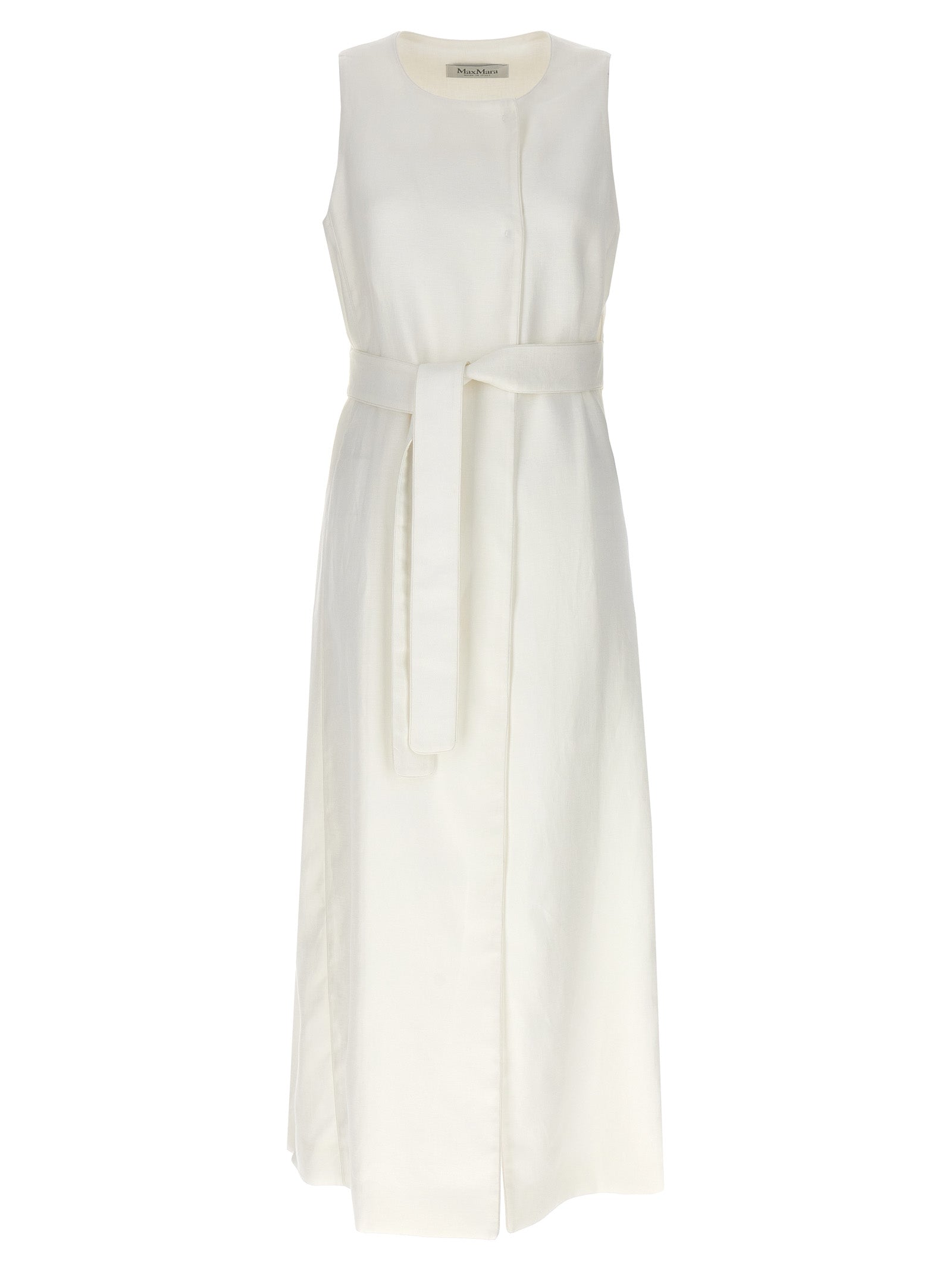 Max Mara White Flax Sleeveless Jacket