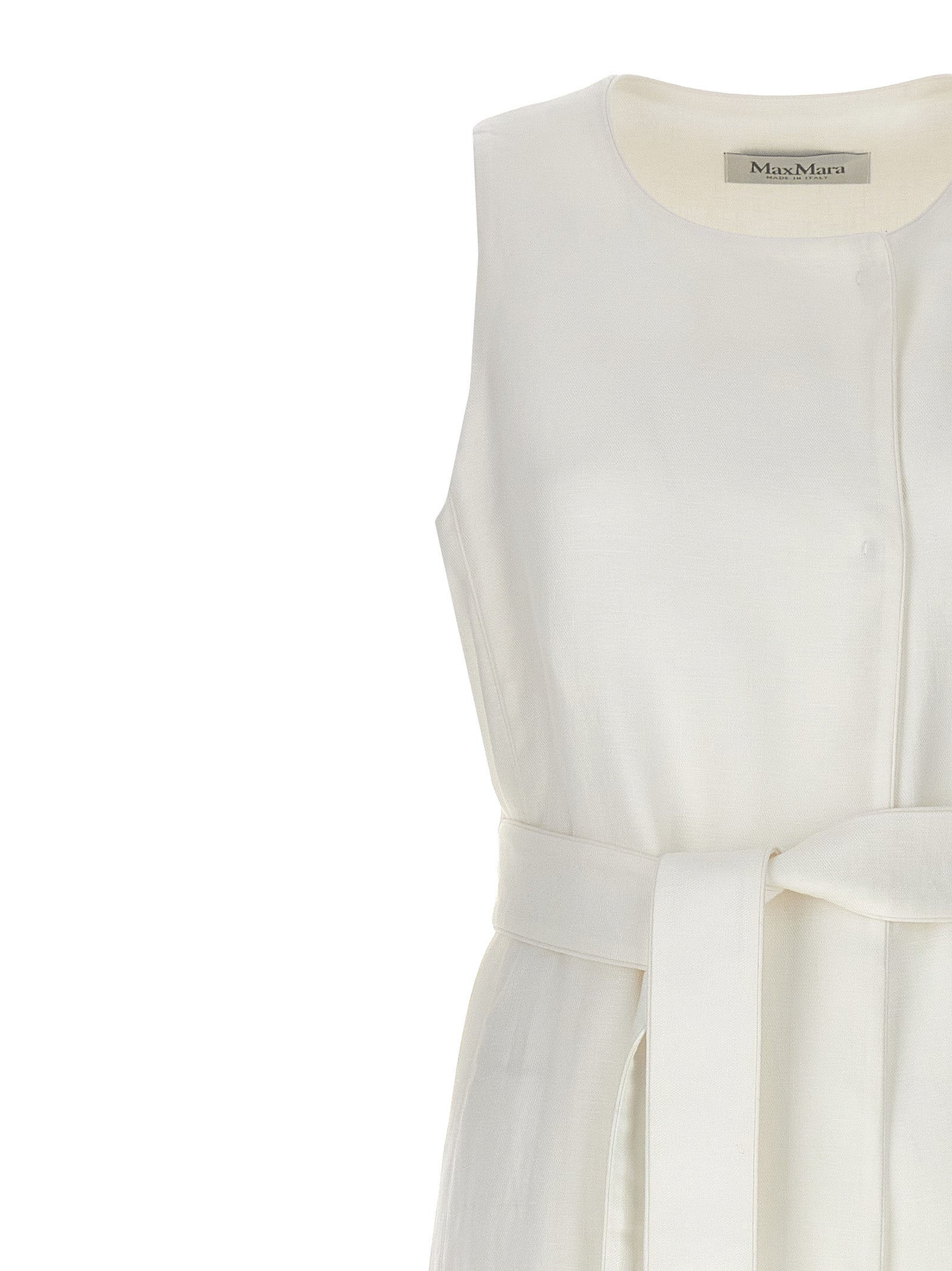 Max Mara White Flax Sleeveless Jacket
