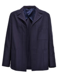 Fendi Blue Virgin Wool Full-Length Jacket