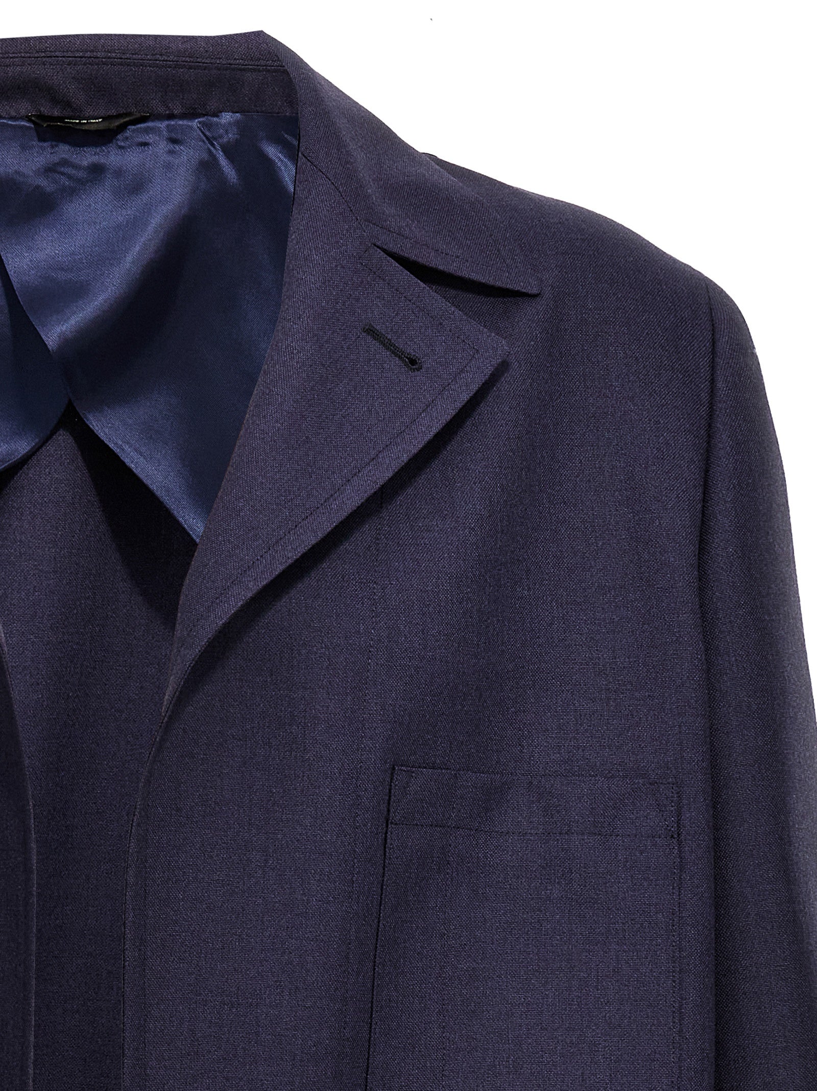 Fendi Blue Virgin Wool Full-Length Jacket