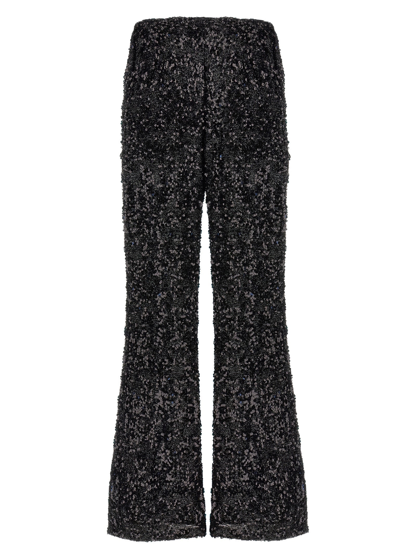 LE TWINS Black Polyester Flared Pants