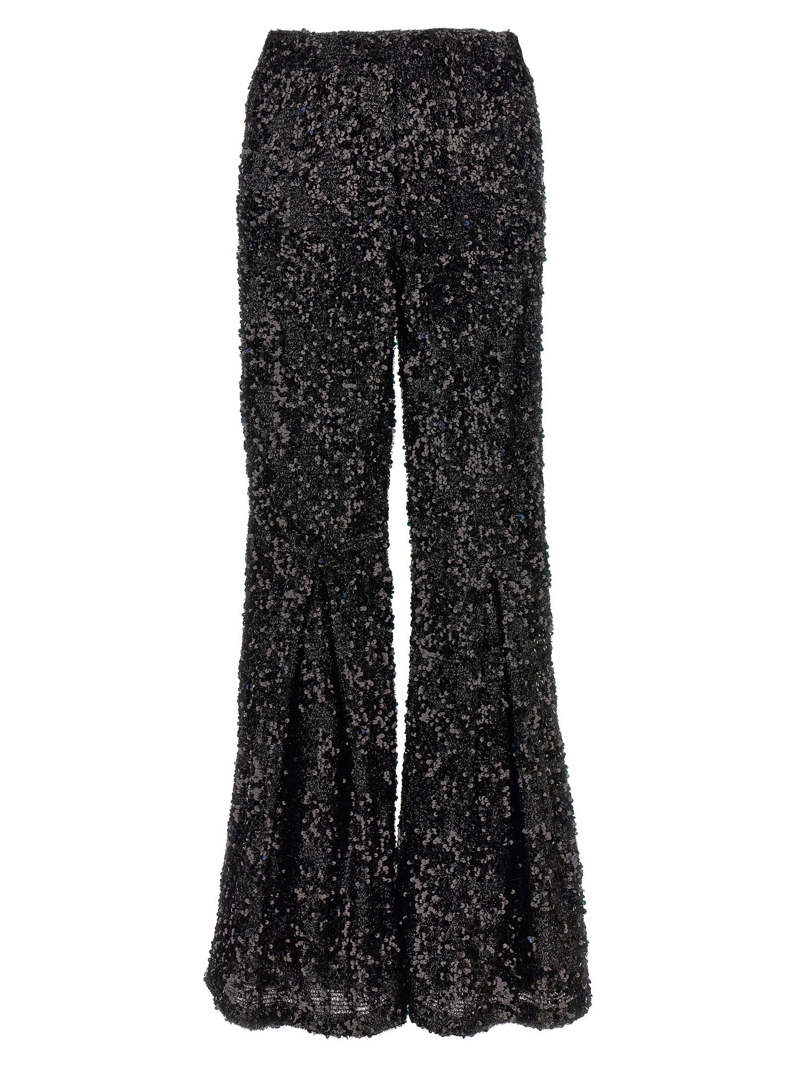 LE TWINS Black Polyester Flared Pants
