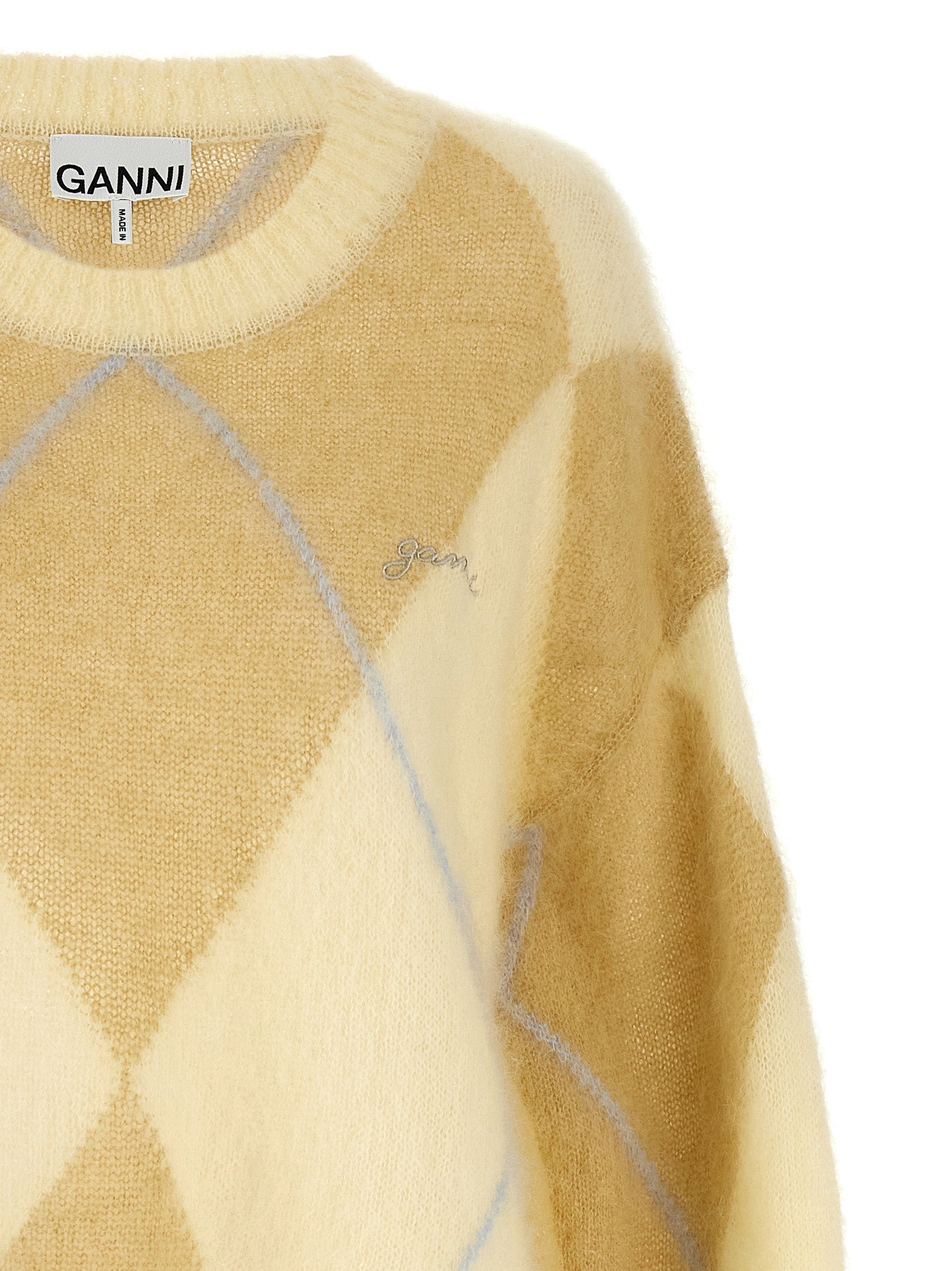 Ganni Bicolor Wool Cardigan