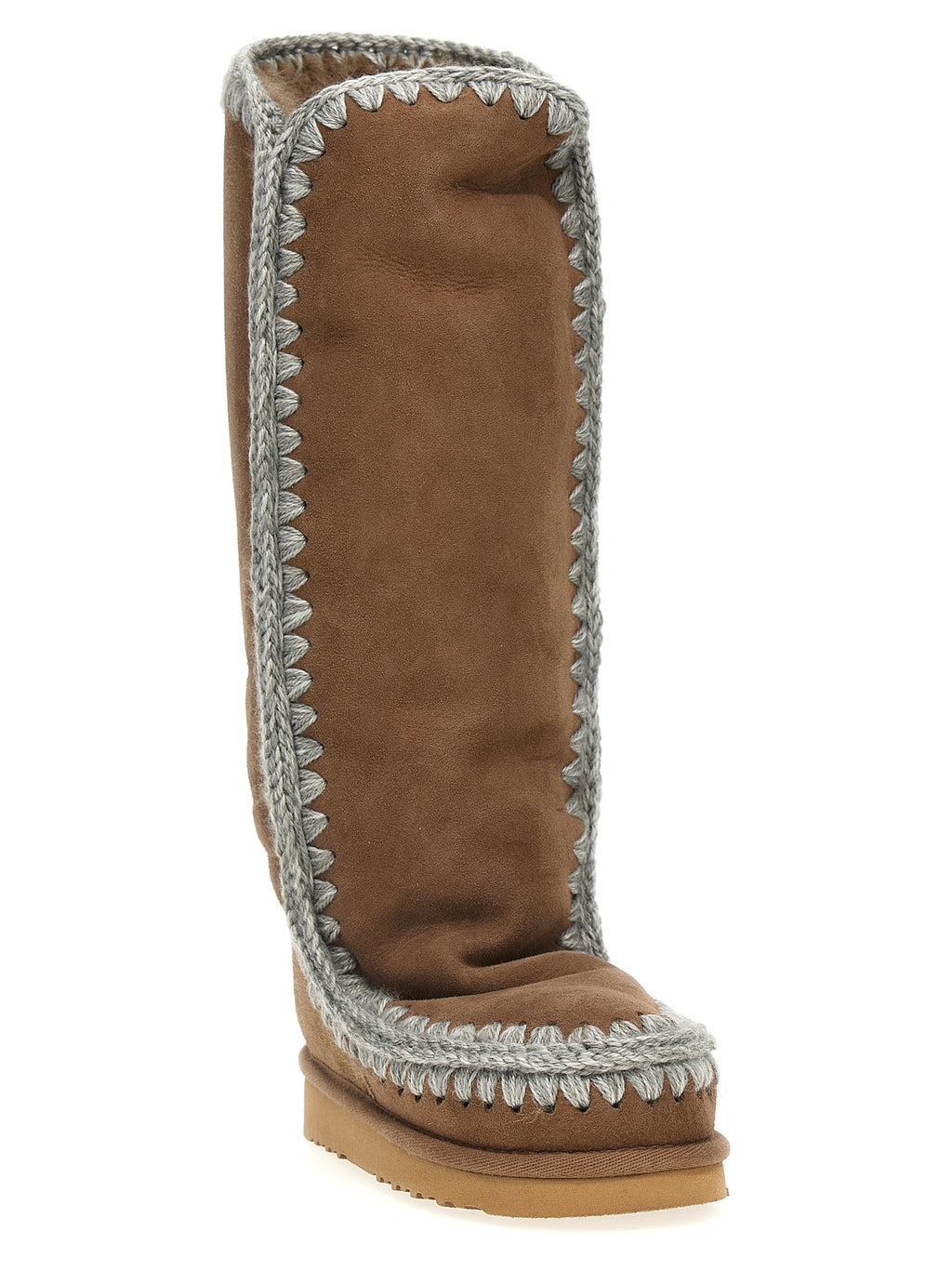 Mou Brown Lamb Leather Over The Knee