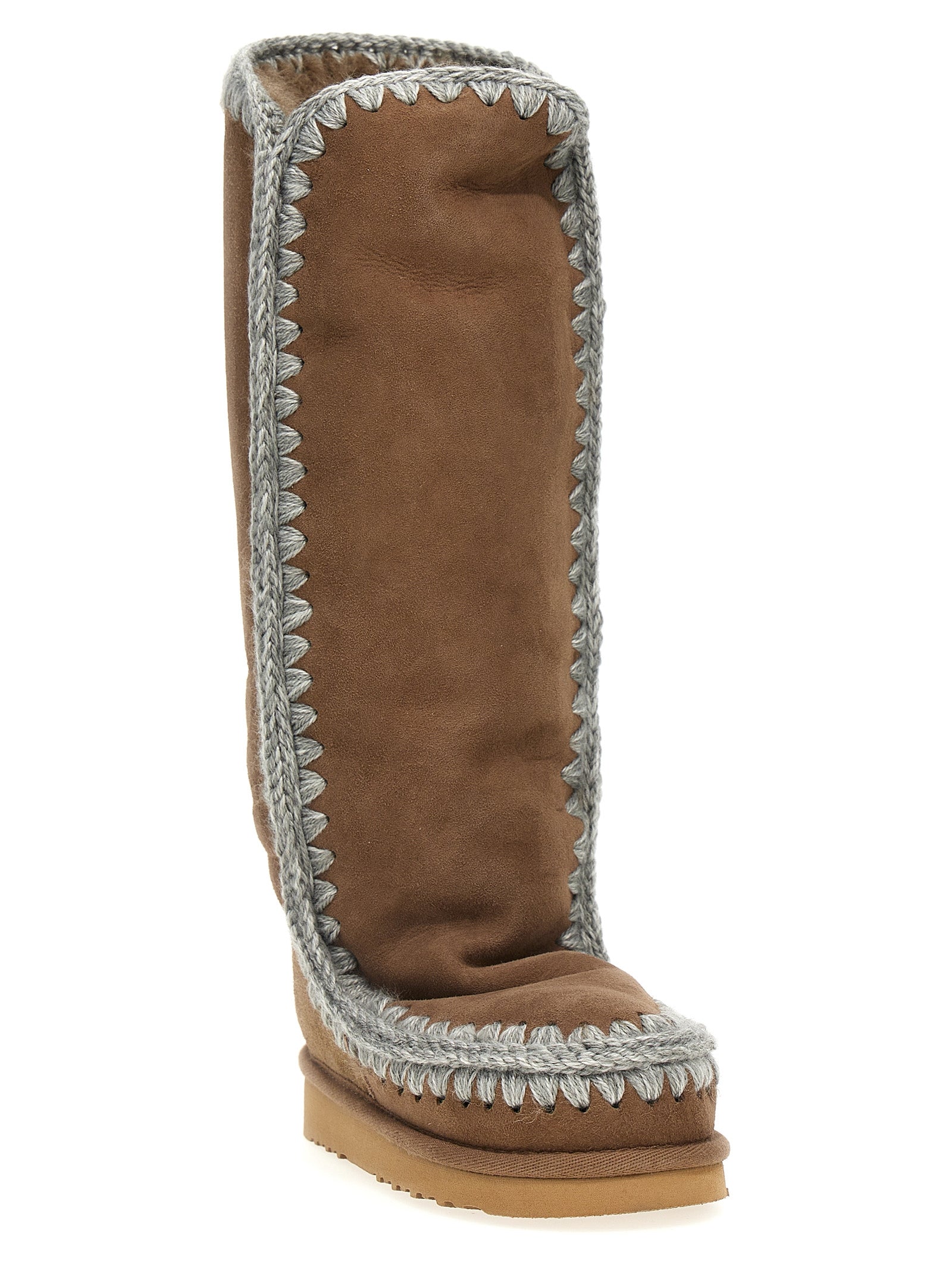 Mou Brown Lamb Leather Over The Knee