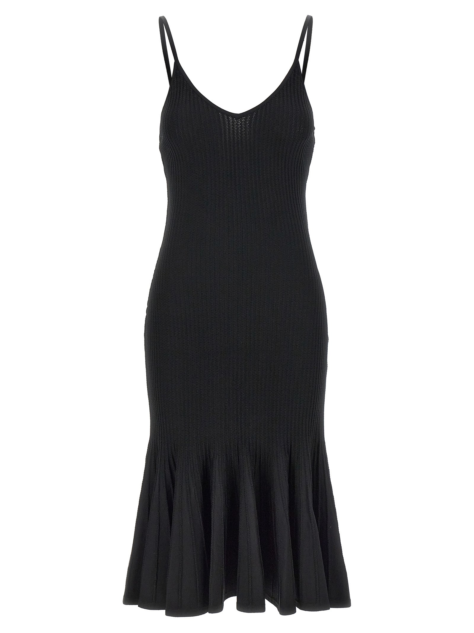 Khaite Black Viscose Midi Dress