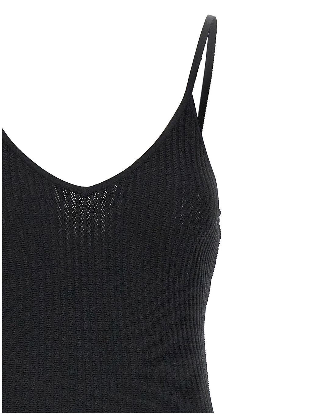 Khaite Black Viscose Midi Dress