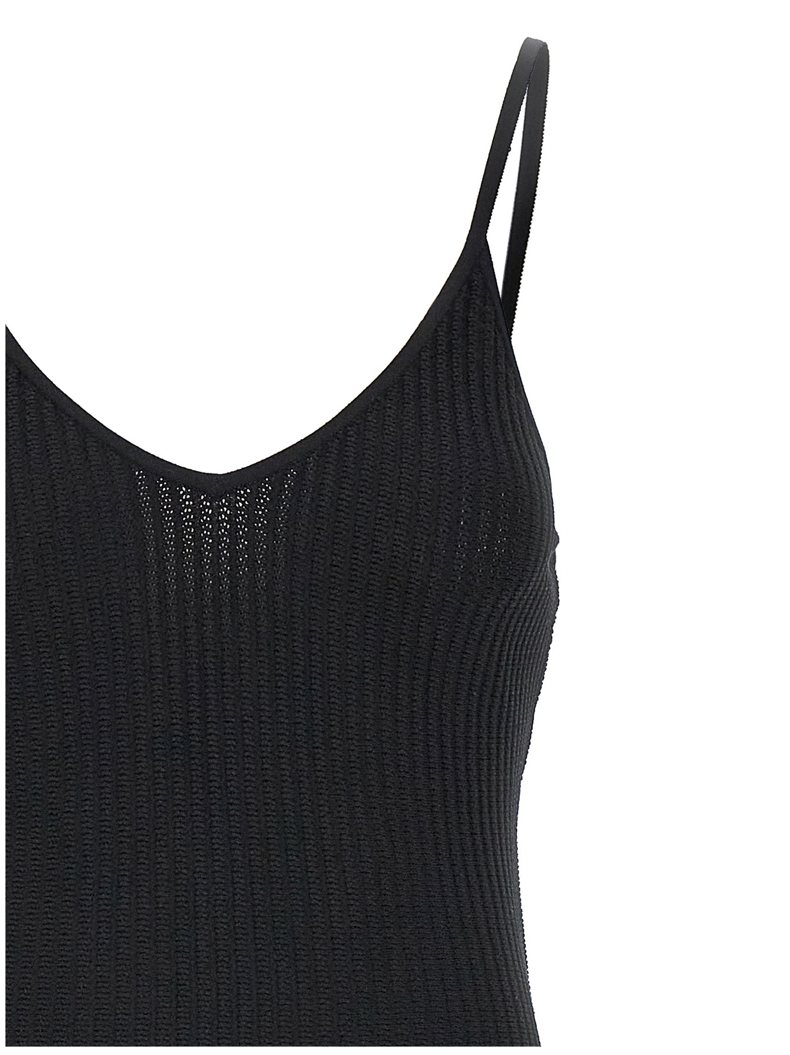 Khaite Black Viscose Midi Dress