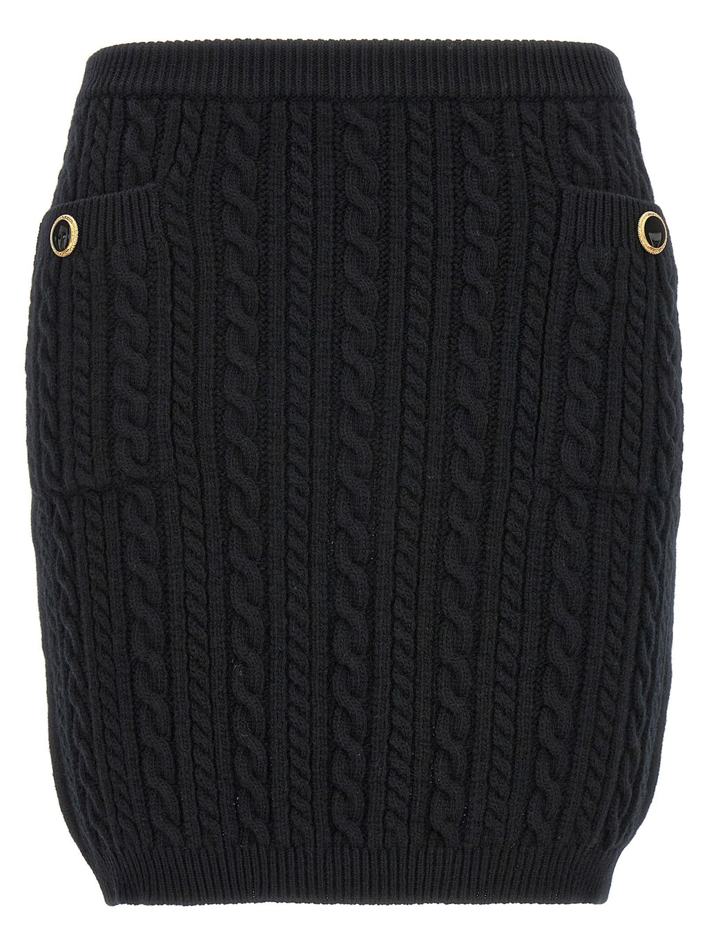 Alessandra Rich Black Wool Long Skirt