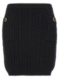 Alessandra Rich Black Wool Long Skirt