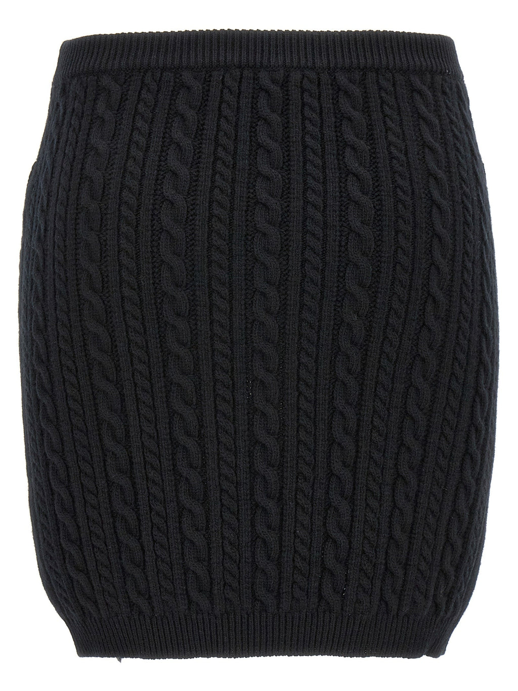 Alessandra Rich Black Wool Long Skirt