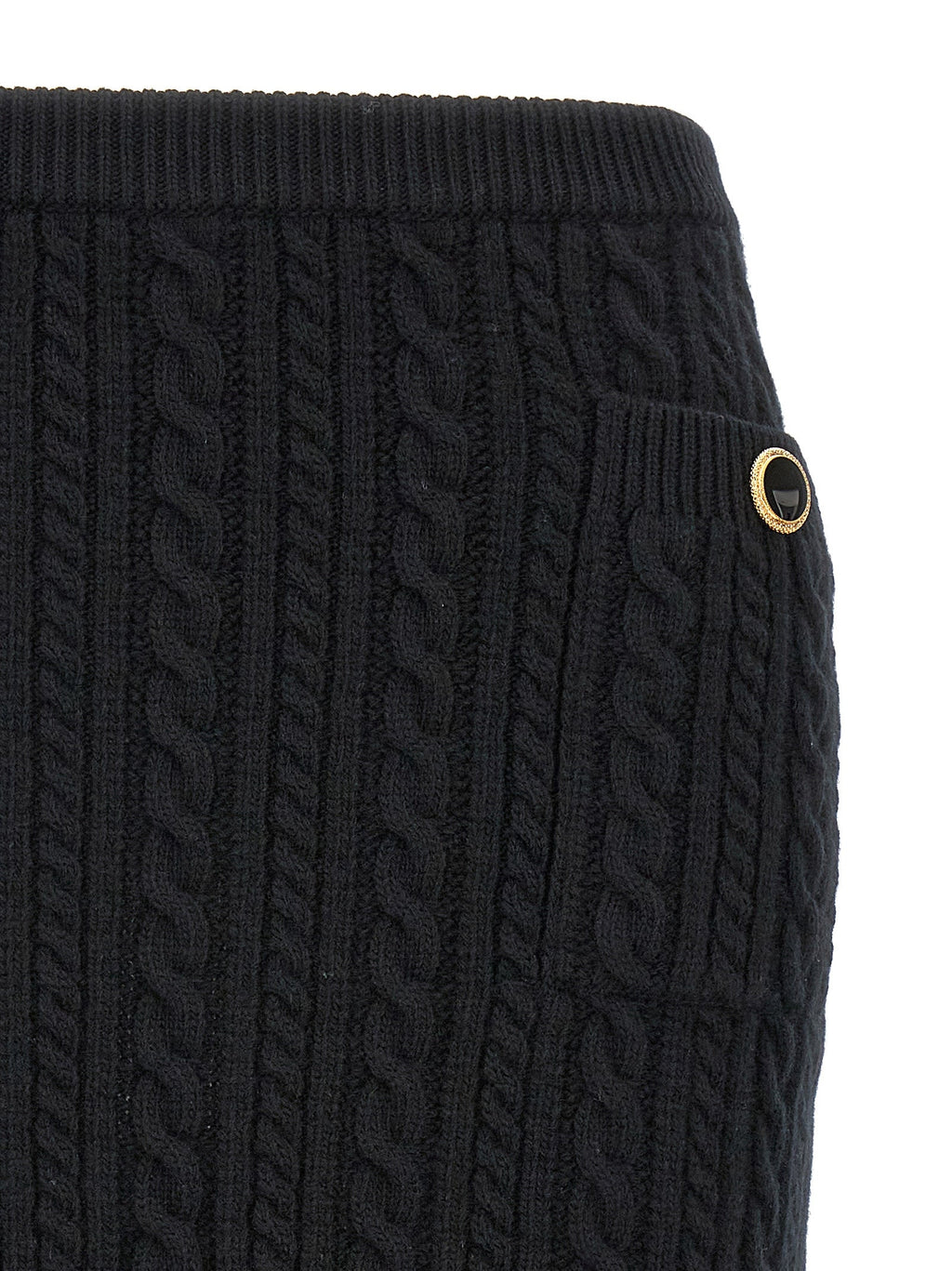 Alessandra Rich Black Wool Long Skirt