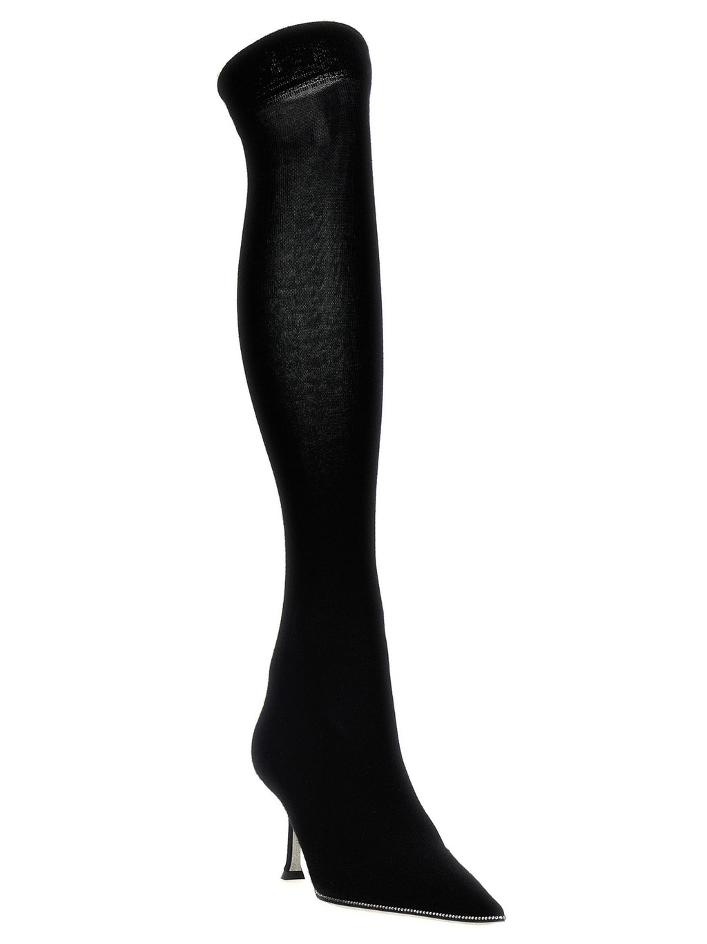 RENE CAOVILLA Black Leather Over The Knee