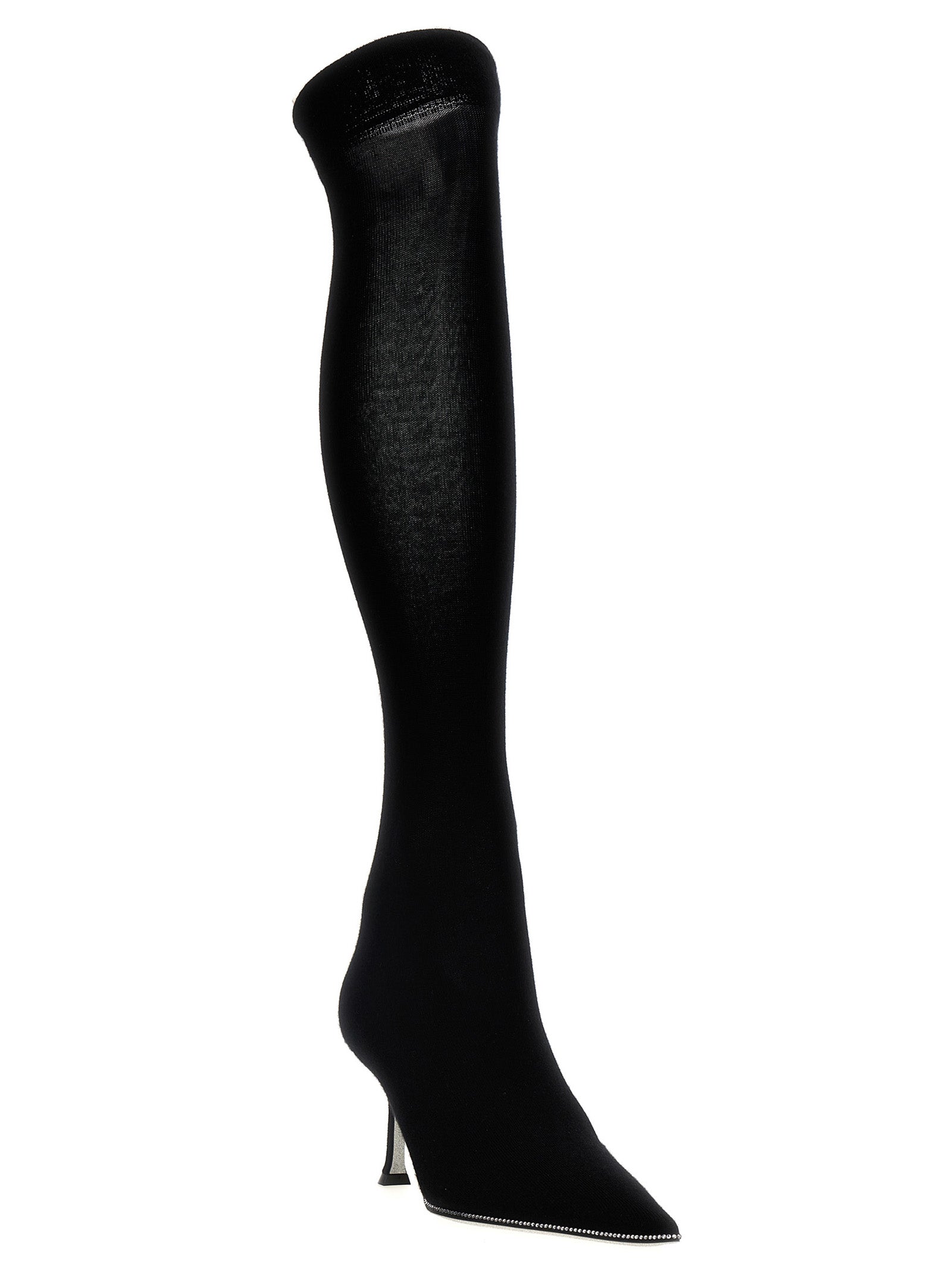 RENE CAOVILLA Black Leather Over The Knee